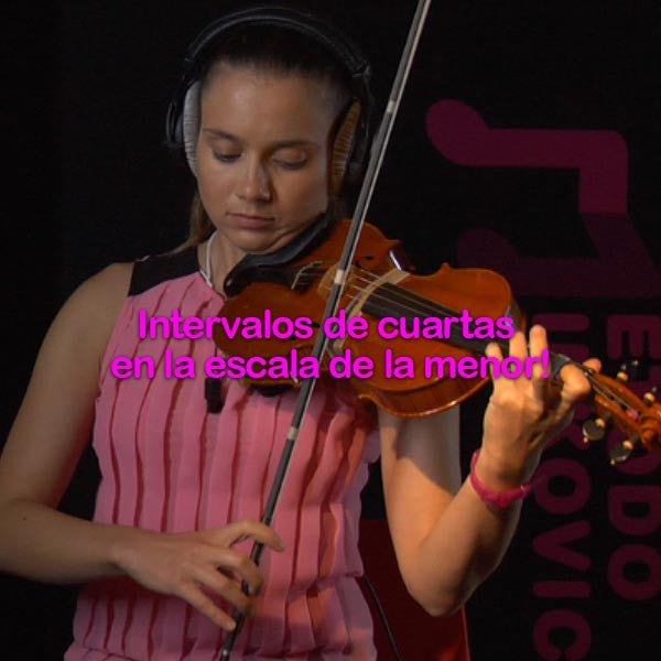 108: intervalos  de    cuartas    en    la    escala    de    la    menor! - violino online, play violin online,   - tocar violin online, уроки игры на скрипке, Metodo Mirkovic - cours de violon en ligne, geige online lernen