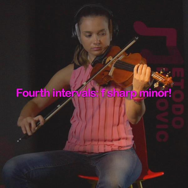 Lesson 114:Fourth intervals:f sharp minor! - violino online, play violin online,   - tocar violin online, уроки игры на скрипке, Metodo Mirkovic - cours de violon en ligne, geige online lernen