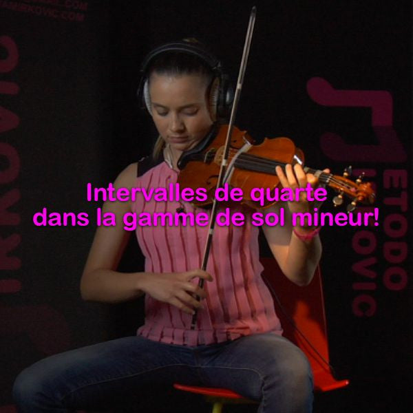 Leçon 118: Intervalles de quarte dans la gamme de sol mineur! - violino online, play violin online,   - tocar violin online, уроки игры на скрипке, Metodo Mirkovic - cours de violon en ligne, geige online lernen