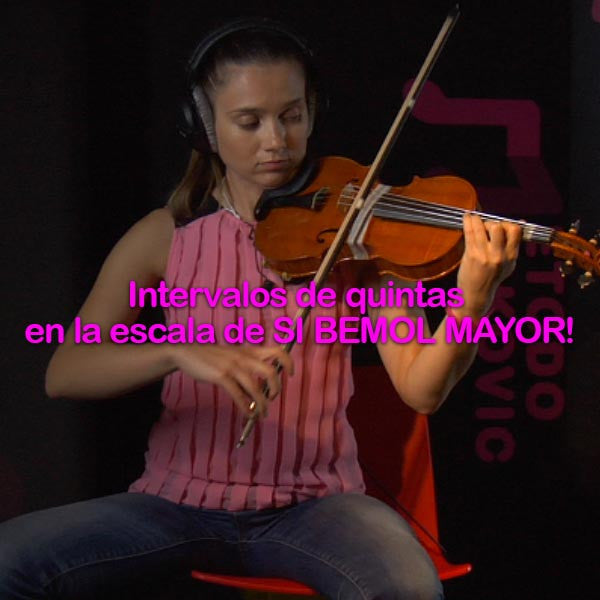 125: intervalos  de    quintas    en    la    escala    de    SI    BEMOL    MAYOR! - violino online, play violin online,   - tocar violin online, уроки игры на скрипке, Metodo Mirkovic - cours de violon en ligne, geige online lernen