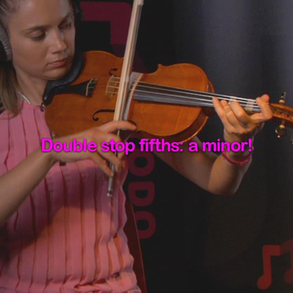Lesson 167: Double stop fifths: a minor! - violino online, play violin online,   - tocar violin online, уроки игры на скрипке, Metodo Mirkovic - cours de violon en ligne, geige online lernen