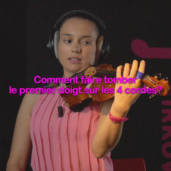 Leçon 025: Comment faire tomber le premier doigt  sur les 4 cordes? - violino online, play violin online,   - tocar violin online, уроки игры на скрипке, Metodo Mirkovic - cours de violon en ligne, geige online lernen